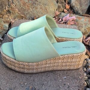 Free People Green Platform Sandals